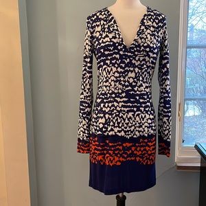 DVF Long Sleeve V-Neck Dress - Size 2